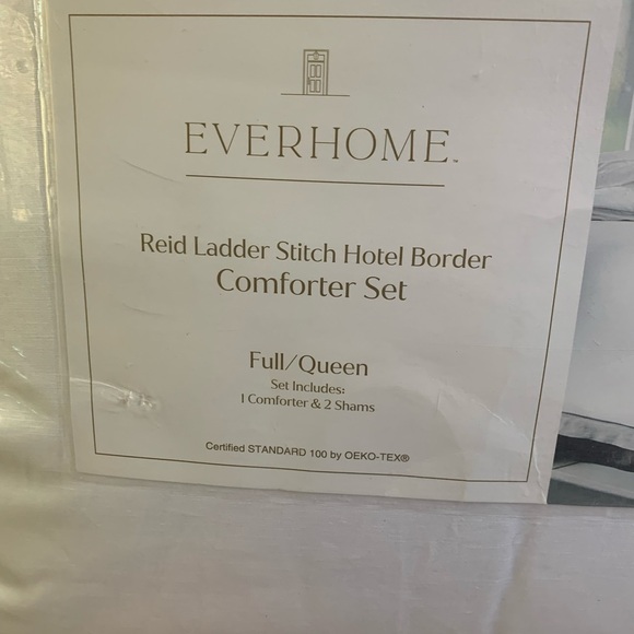 Everhome Reid Ladder Stitch Gray Linen Full/Queen Comforter Set - Picture 3 of 7